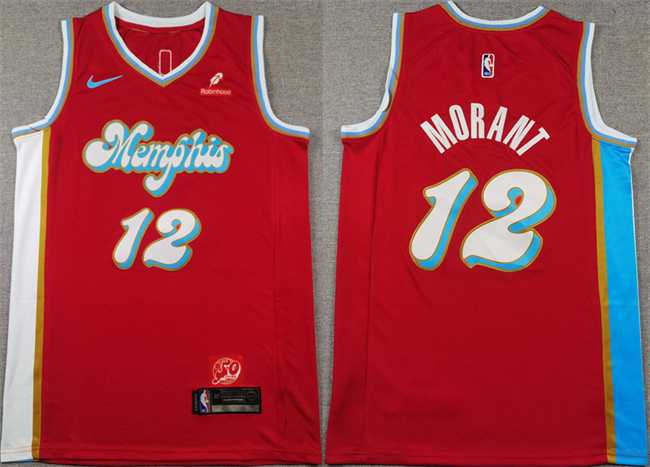 Men%27s Memphis Grizzlies #12 Ja Morant Red 2024-25 City Edition Stitched Basketball Jersey->memphis grizzlies->NBA Jersey